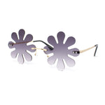 Hippie Tie Dye Daisy Rimless Round Groovy Sunglasses