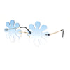 Hippie Tie Dye Daisy Rimless Round Groovy Sunglasses