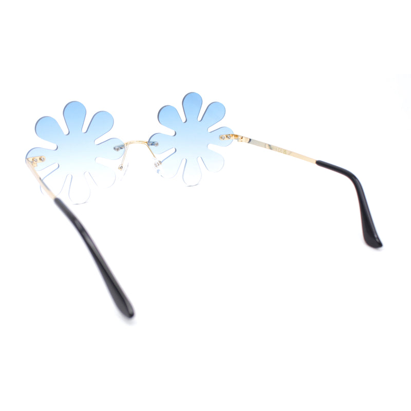 Hippie Tie Dye Daisy Rimless Round Groovy Sunglasses