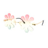 Hippie Tie Dye Daisy Rimless Round Groovy Sunglasses