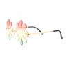 Hippie Tie Dye Daisy Rimless Round Groovy Sunglasses