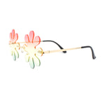 Hippie Tie Dye Daisy Rimless Round Groovy Sunglasses