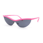 80s Minimal Half Rim Shield Cat Eye Retro Sunglasses