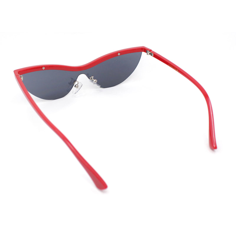 80s Minimal Half Rim Shield Cat Eye Retro Sunglasses