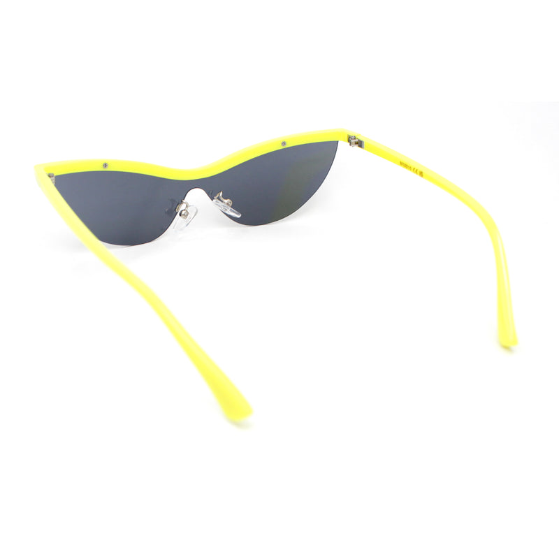 80s Minimal Half Rim Shield Cat Eye Retro Sunglasses