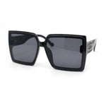 Womens Squared Inset Lens Rectangle Plastic Fashion Sunglasses