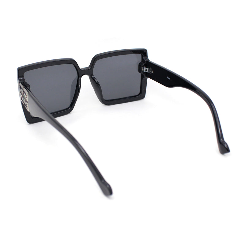 Womens Squared Inset Lens Rectangle Plastic Fashion Sunglasses
