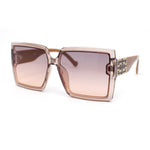 Womens Squared Inset Lens Rectangle Plastic Fashion Sunglasses