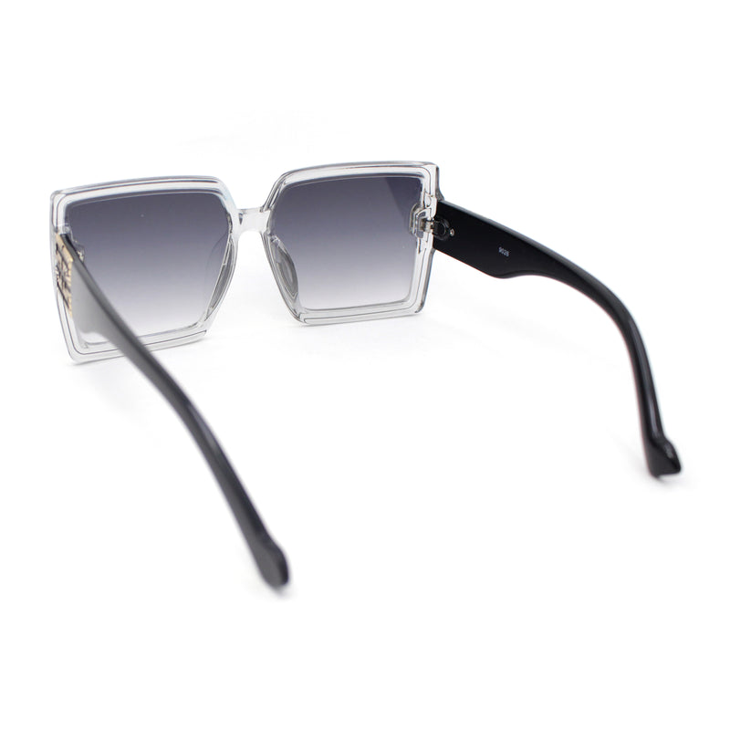 Womens Squared Inset Lens Rectangle Plastic Fashion Sunglasses