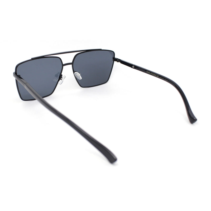 Mens Air Force Officer Metal Rim Rectangle Cop Sunglasses