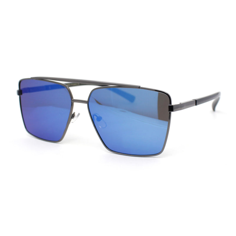 Mens Air Force Officer Metal Rim Rectangle Cop Sunglasses