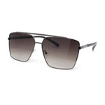 Mens Air Force Officer Metal Rim Rectangle Cop Sunglasses