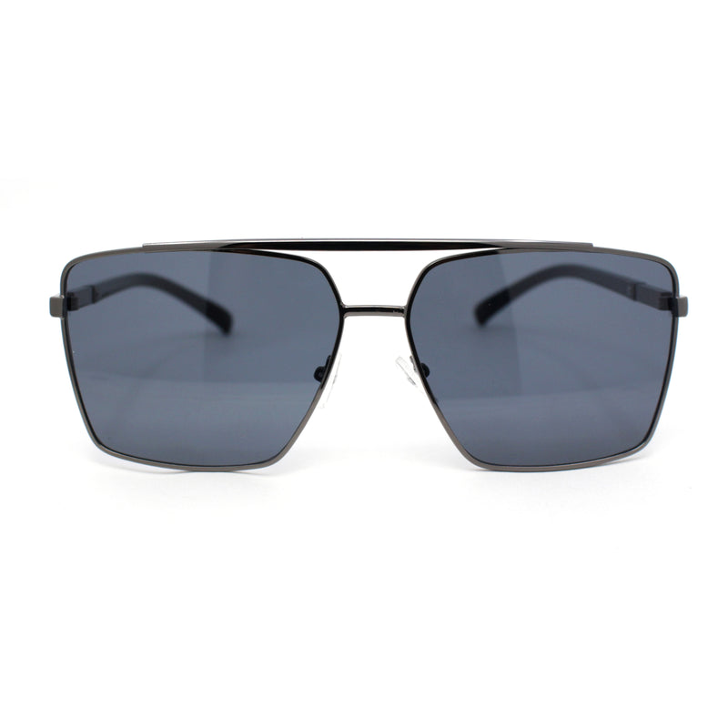 Mens Air Force Officer Metal Rim Rectangle Cop Sunglasses