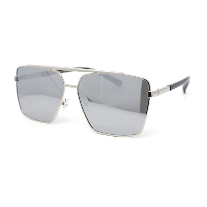 Mens Air Force Officer Metal Rim Rectangle Cop Sunglasses