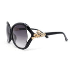 Womens Jumping Leopard Jewel Hinge Thick Butterfly Sunglasses