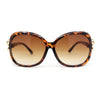 Womens Jumping Leopard Jewel Hinge Thick Butterfly Sunglasses