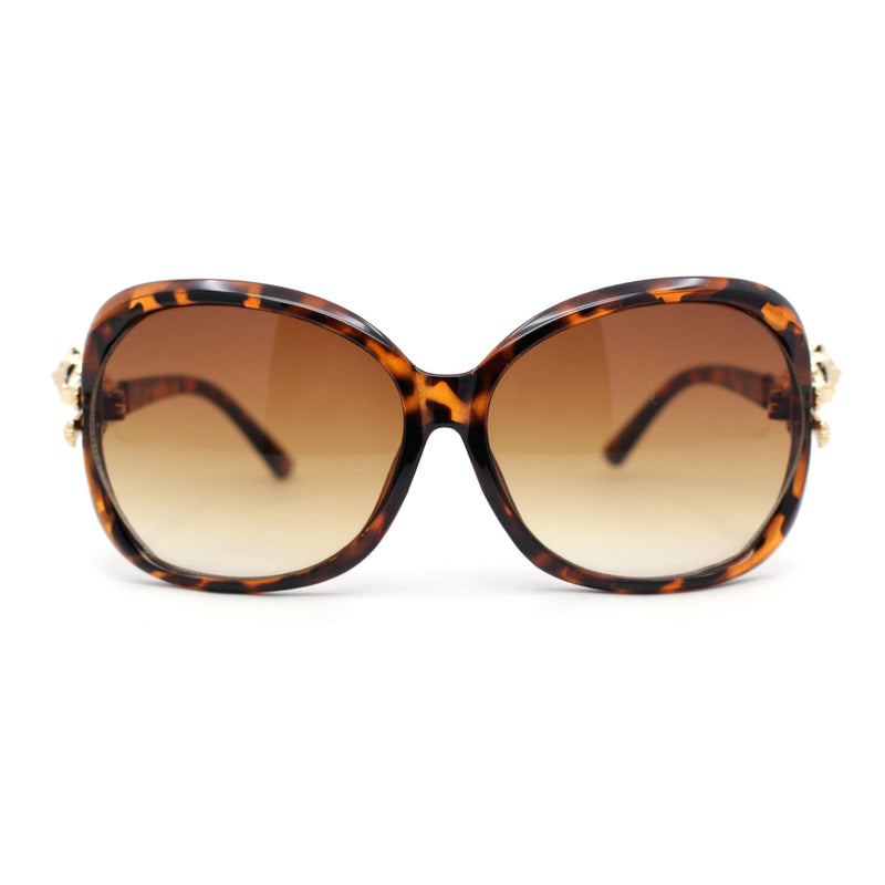 Womens Jumping Leopard Jewel Hinge Thick Butterfly Sunglasses