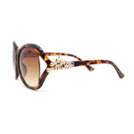 Womens Jumping Leopard Jewel Hinge Thick Butterfly Sunglasses