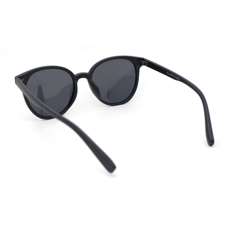 Mens Polarized Hipster Round Horn Rim Plastic Sunglasses