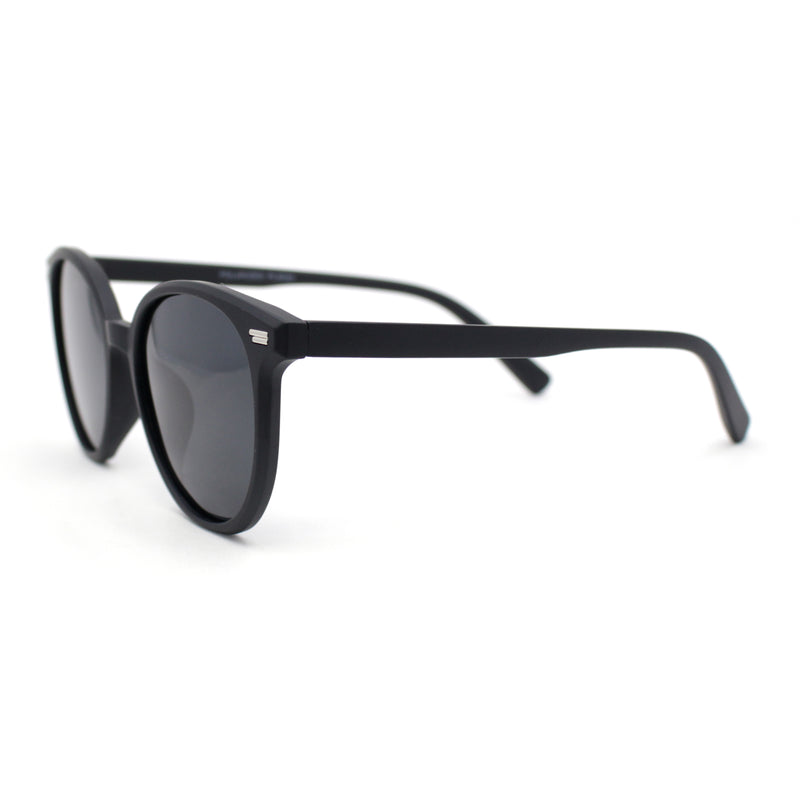 Mens Polarized Hipster Round Horn Rim Plastic Sunglasses