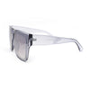 Womens Oversize Inset Lens Horn Rim Plastic Rectangle Sunglasses