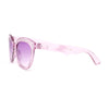 Girls Child Size Engraved Bling Foil Plastic Round Horn Rim Sunglasses