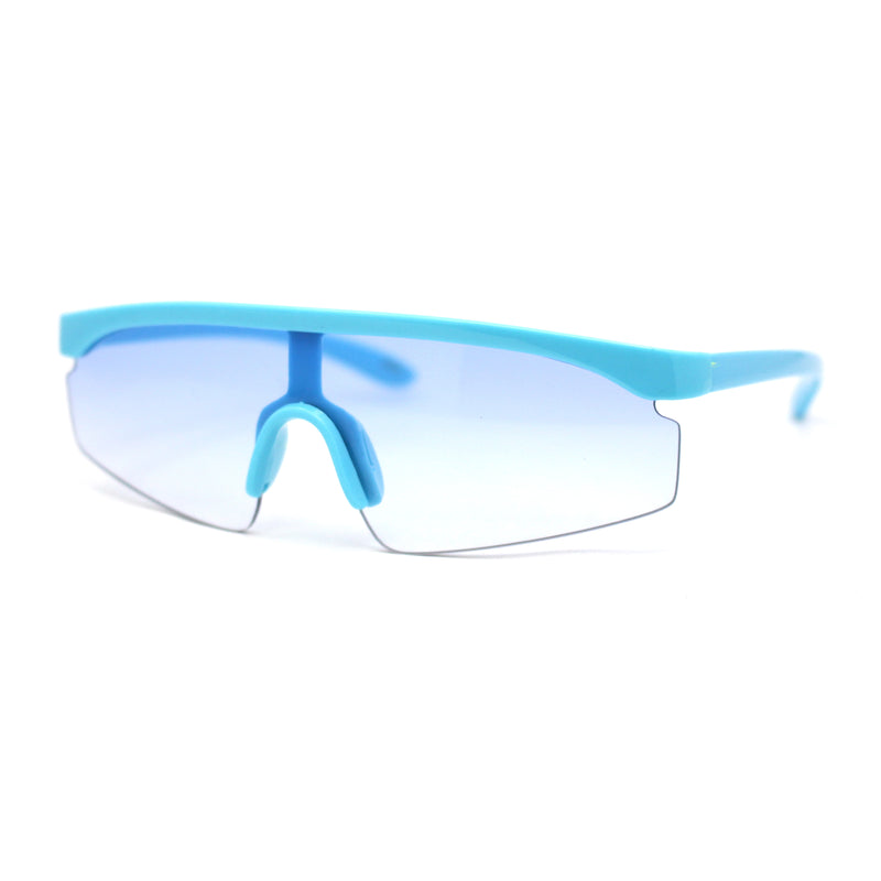 Kids Child Size Trendy Flat Top Shield Plastic Sport Sunglasses