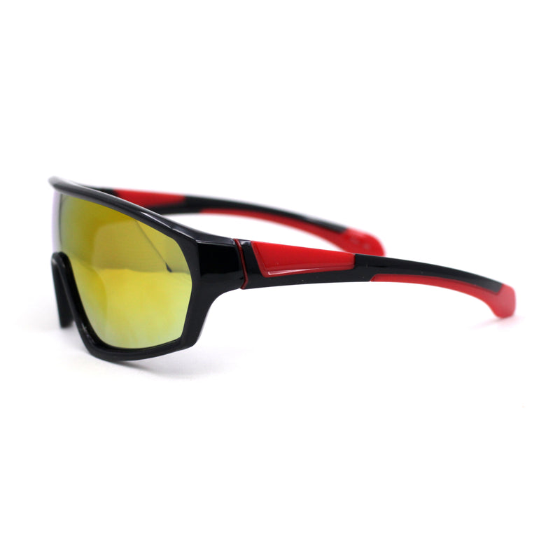 Boys Child Size Mirror Lens Wrap Shield Sport Plastic Sunglasses