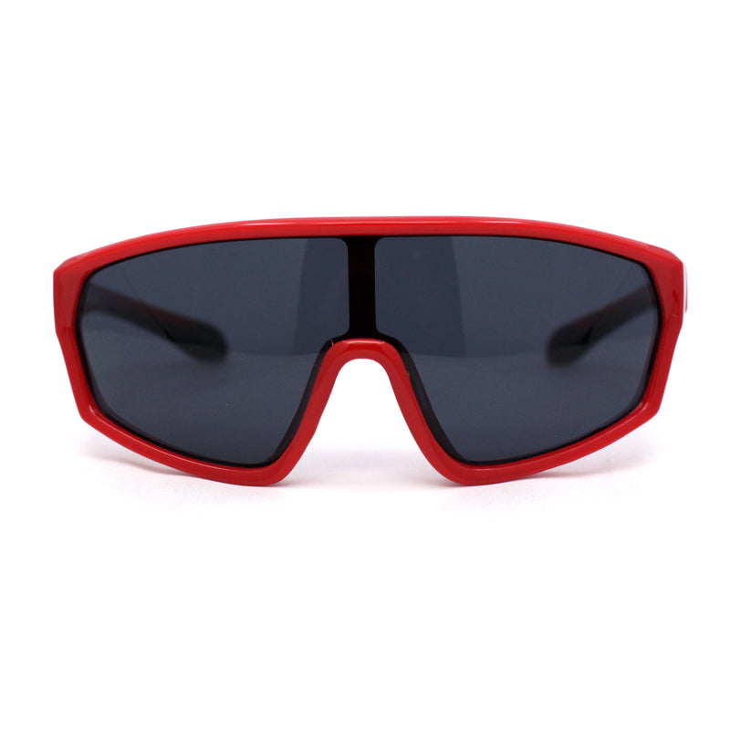 Boys Child Size Mirror Lens Wrap Shield Sport Plastic Sunglasses
