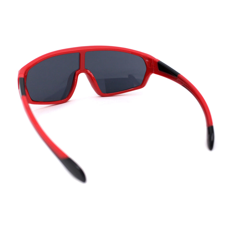 Boys Child Size Mirror Lens Wrap Shield Sport Plastic Sunglasses