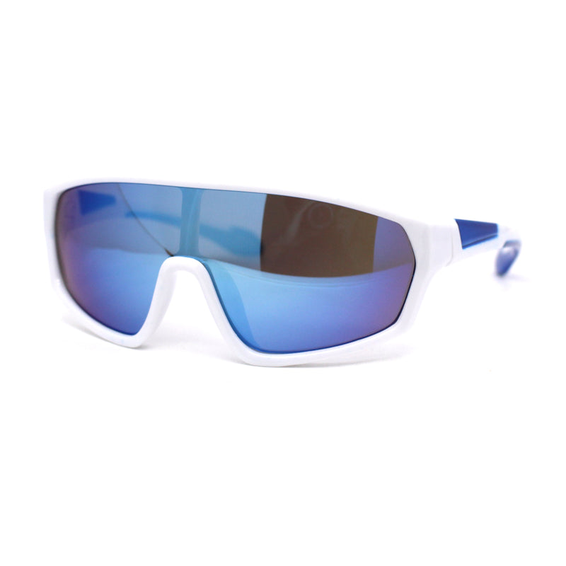 Boys Child Size Mirror Lens Wrap Shield Sport Plastic Sunglasses