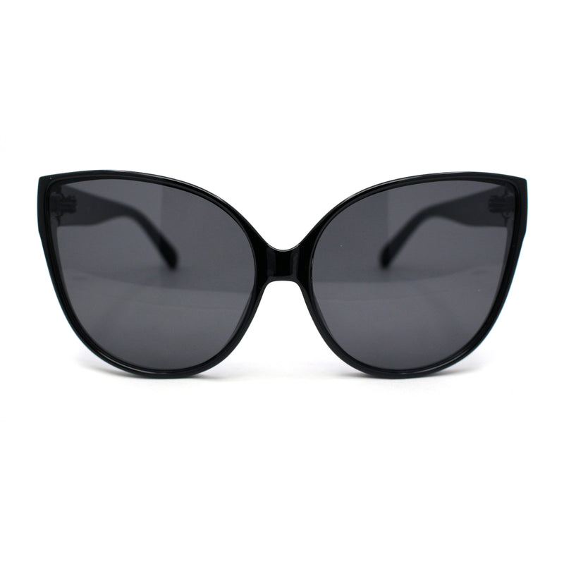 Womens Oversized Cat Eye Dimensional Plastic Rim Chic Sunglasses