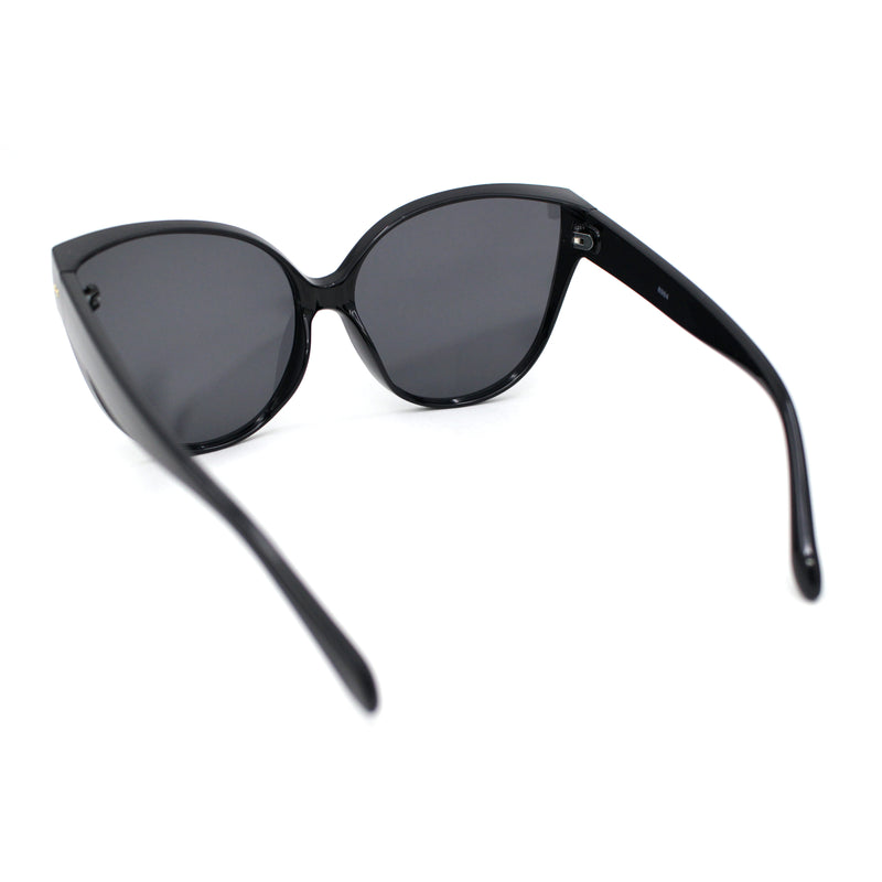 Womens Oversized Cat Eye Dimensional Plastic Rim Chic Sunglasses