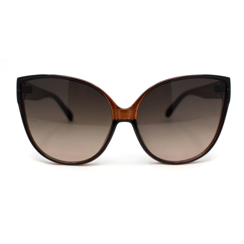 Womens Oversized Cat Eye Dimensional Plastic Rim Chic Sunglasses