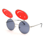 Retro Smiley Face Double Flip Up Round Circle Lens Hippie Sunglasses