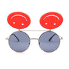 Retro Smiley Face Double Flip Up Round Circle Lens Hippie Sunglasses