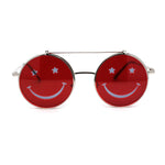 Retro Smiley Face Double Flip Up Round Circle Lens Hippie Sunglasses