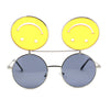 Retro Smiley Face Double Flip Up Round Circle Lens Hippie Sunglasses