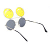 Retro Smiley Face Double Flip Up Round Circle Lens Hippie Sunglasses