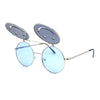 Retro Smiley Face Double Flip Up Round Circle Lens Hippie Sunglasses