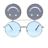 Retro Smiley Face Double Flip Up Round Circle Lens Hippie Sunglasses