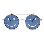 Retro Smiley Face Double Flip Up Round Circle Lens Hippie Sunglasses