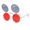 Retro Smiley Face Double Flip Up Round Circle Lens Hippie Sunglasses