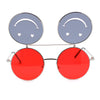 Retro Smiley Face Double Flip Up Round Circle Lens Hippie Sunglasses