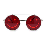 Retro Smiley Face Double Flip Up Round Circle Lens Hippie Sunglasses