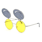 Retro Smiley Face Double Flip Up Round Circle Lens Hippie Sunglasses