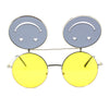 Retro Smiley Face Double Flip Up Round Circle Lens Hippie Sunglasses