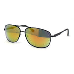 Mens Narrow Rectangle Spring Hinge Luxe Officer Metal Rim Sunglasses