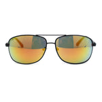 Mens Narrow Rectangle Spring Hinge Luxe Officer Metal Rim Sunglasses