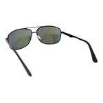 Mens Narrow Rectangle Spring Hinge Luxe Officer Metal Rim Sunglasses